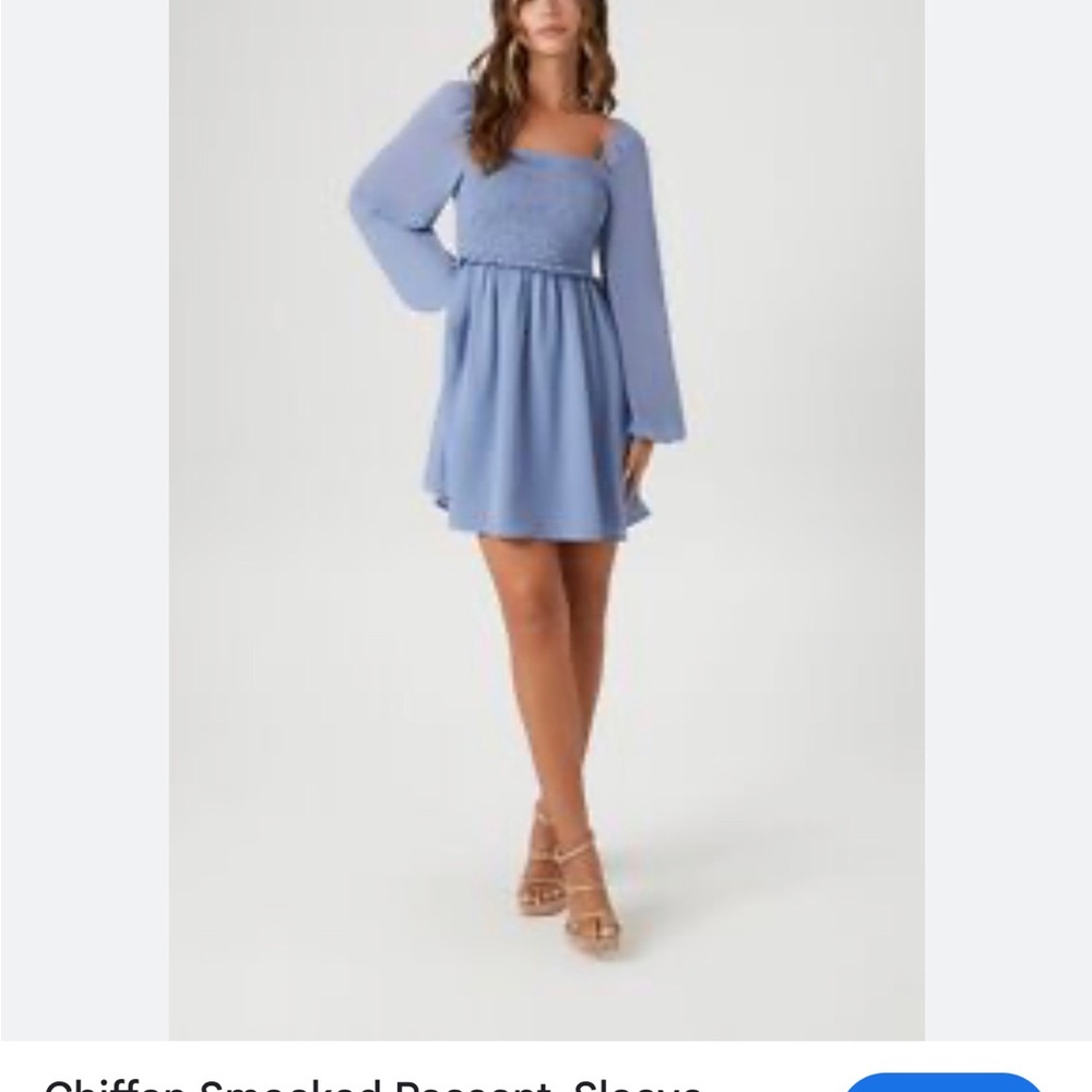 NWT Chiffon Smocked Peasant Sleeve Mini Dress size Large